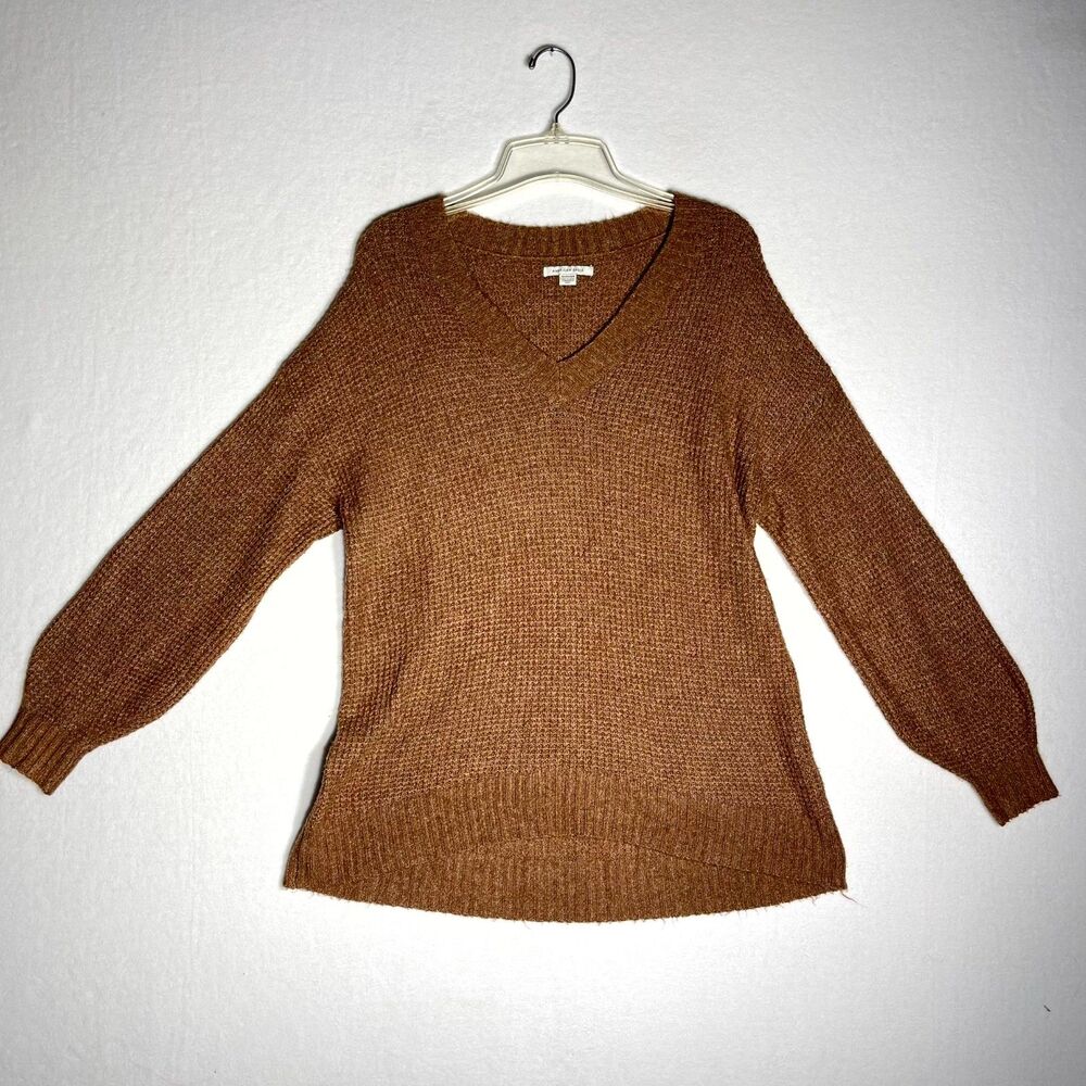 American Eagle Brown Oversized‎ Vneck Sweater Womens Size XS